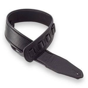 Walker & Williams G 15 Guitar Strap 3” Black Matte Pebble Leather Padded Glove